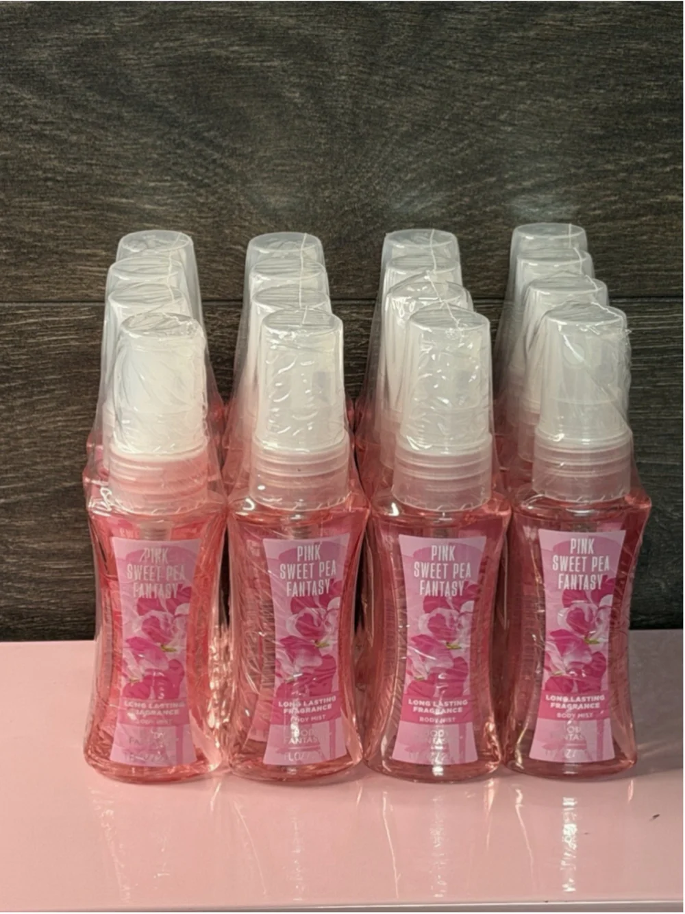 Body Fantasies Pink Sweet Pea Fantasy Body Mist 1 oz Lot of 16 NEW Sealed Case
